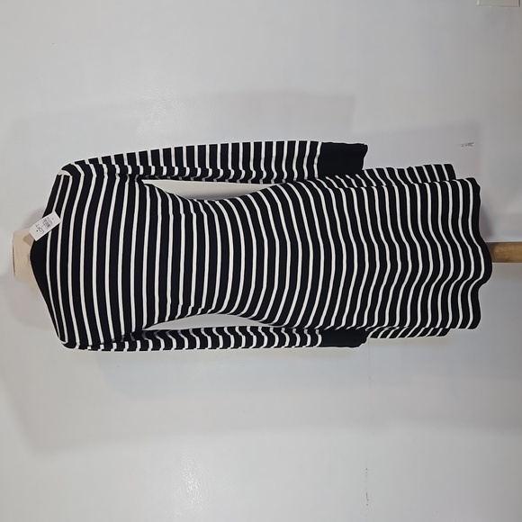 Loft Black & White Stripe Long Sleeve Knit Dress Small NWT - Picture 5 of 10